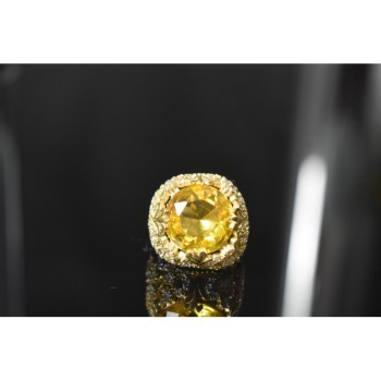 925 Sterling Silver Yellow Alpanite & CZ Ring Size 8 Turkey