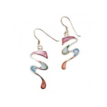 925 Sterling Silver Multicolor Enamel Earrings