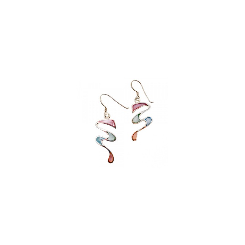 925 Sterling Silver Multicolor Enamel Earrings