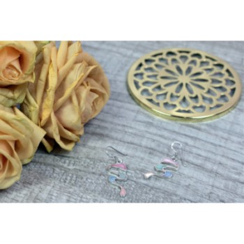 925 Sterling Silver Multicolor Enamel Earrings