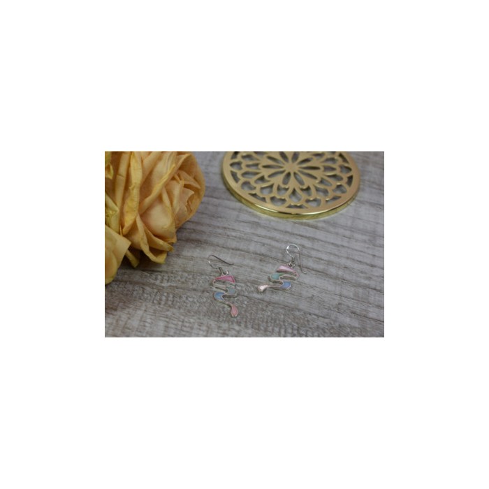 925 Sterling Silver Multicolor Enamel Earrings