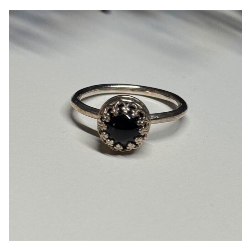 925 Sterling Silver Onyx Ring Size 7.5