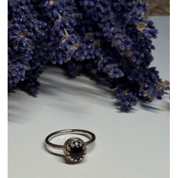 925 Sterling Silver Onyx Ring Size 7.5