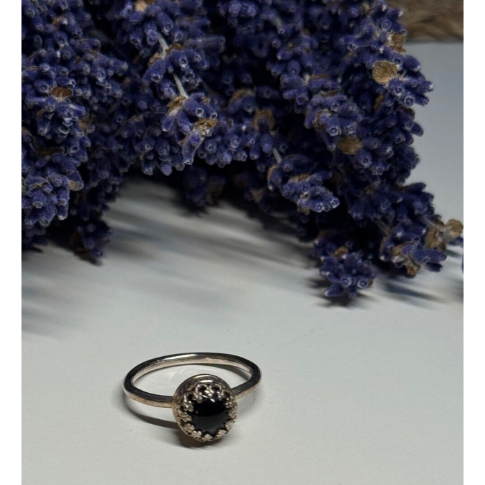 925 Sterling Silver Onyx Ring Size 7.5