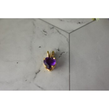 14K YELLOW GOLD AMETHYST HEART PENDANT