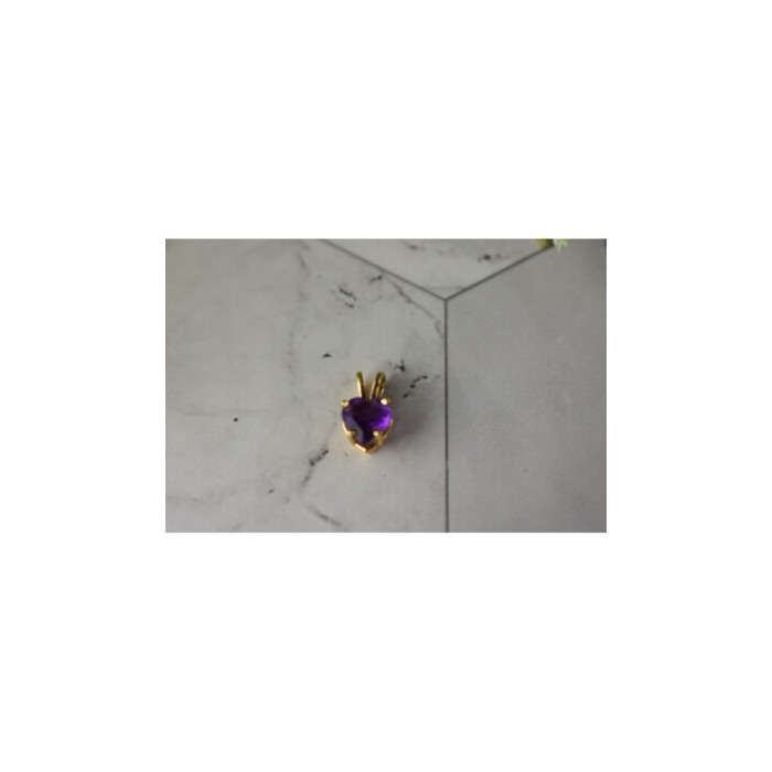 14K YELLOW GOLD AMETHYST HEART PENDANT