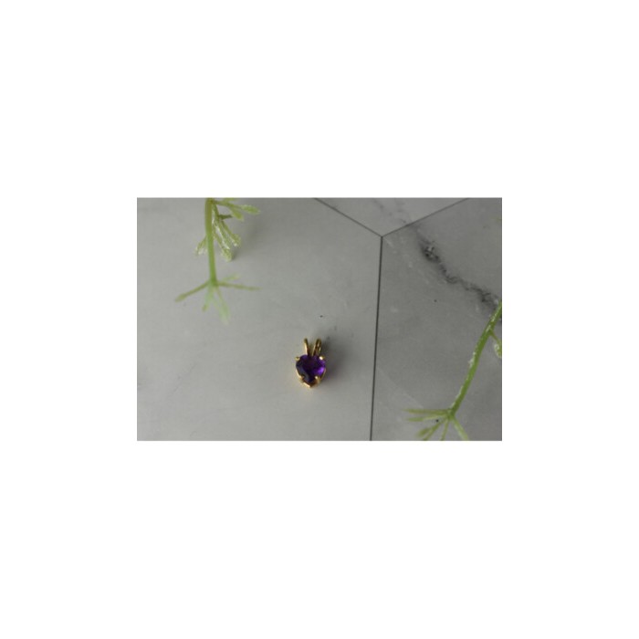 14K YELLOW GOLD AMETHYST HEART PENDANT