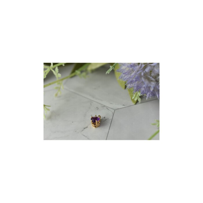 14K YELLOW GOLD AMETHYST HEART PENDANT
