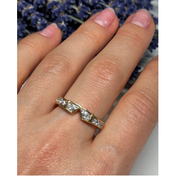 925 Sterling Silver Gold Plated CZ Ring Size 8.5