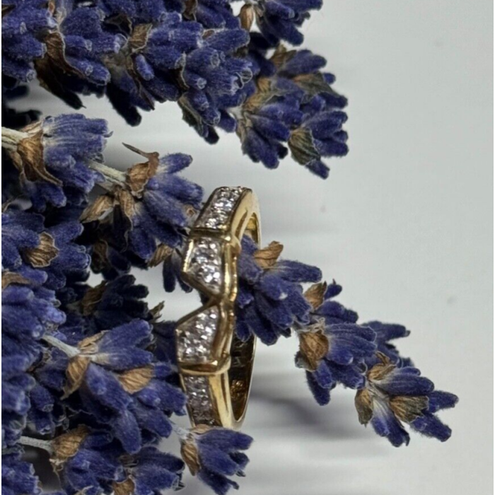 925 Sterling Silver Gold Plated CZ Ring Size 8.5