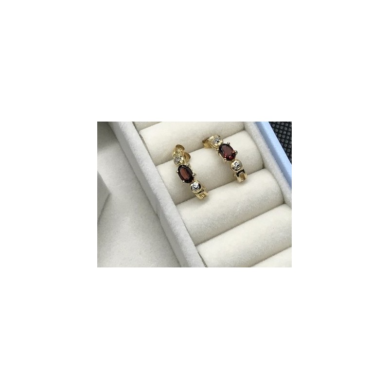 925 Sterling Silver Gold Plated Almandine Stud Earrings