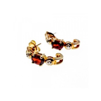 925 Sterling Silver Gold Plated Almandine Stud Earrings