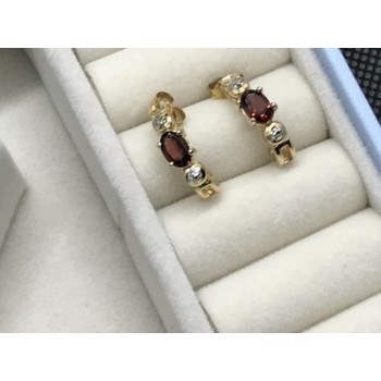 925 Sterling Silver Gold Plated Almandine Stud Earrings