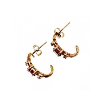 925 Sterling Silver Gold Plated Almandine Stud Earrings
