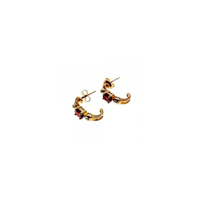 925 Sterling Silver Gold Plated Almandine Stud Earrings