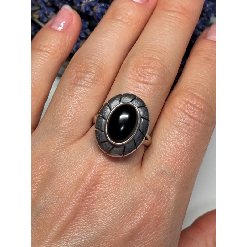 925 Sterling Silver Onyx Ring Size 8.5