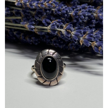 925 Sterling Silver Onyx Ring Size 8.5