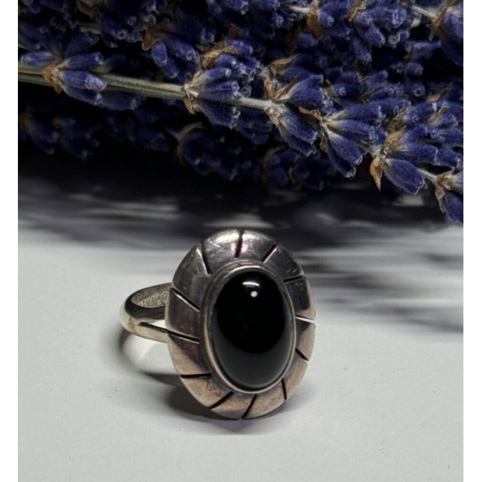 925 Sterling Silver Onyx Ring Size 8.5