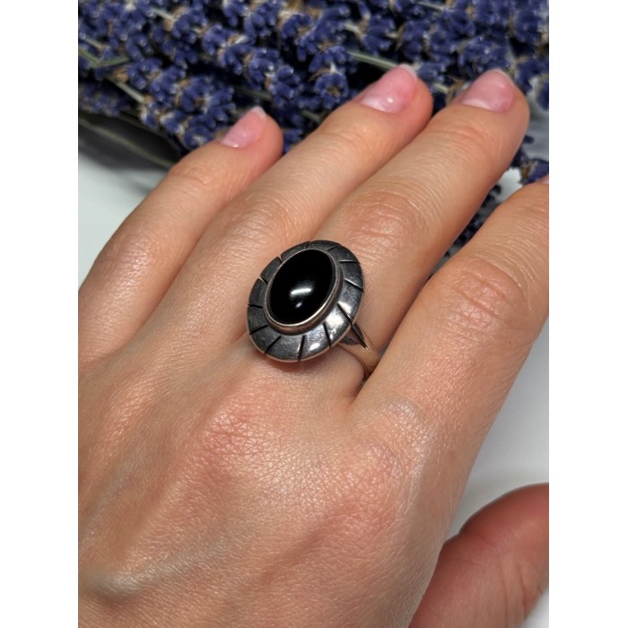 925 Sterling Silver Onyx Ring Size 8.5