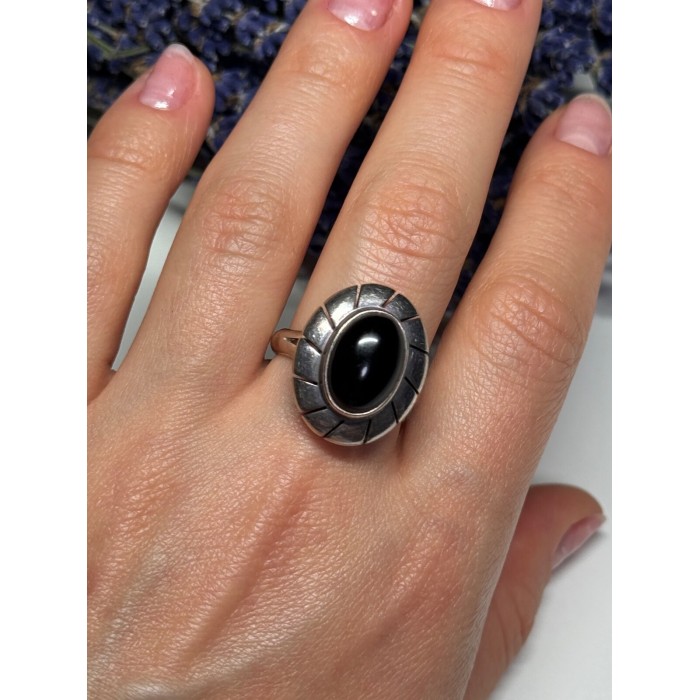 925 Sterling Silver Onyx Ring Size 8.5