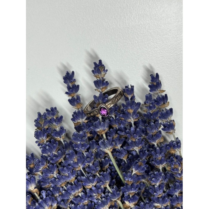 925 Sterling Silver Amethyst Ring Size 6