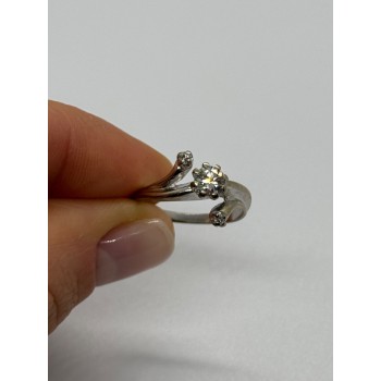 14K WHITE GOLD DIAMONDS RING SIZE 5.5
