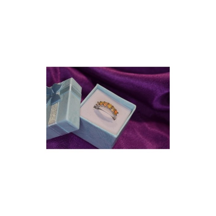 925 Sterling Silver Opal Ring Size 5.5