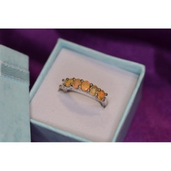 925 Sterling Silver Opal Ring Size 5.5