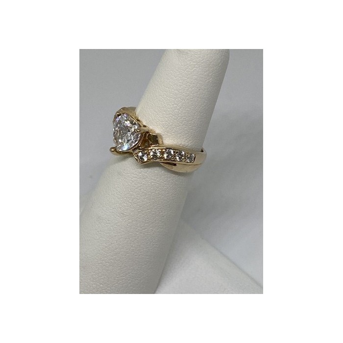 925 Sterling Silver Vermeil Heart CZ Ring Size 4.75