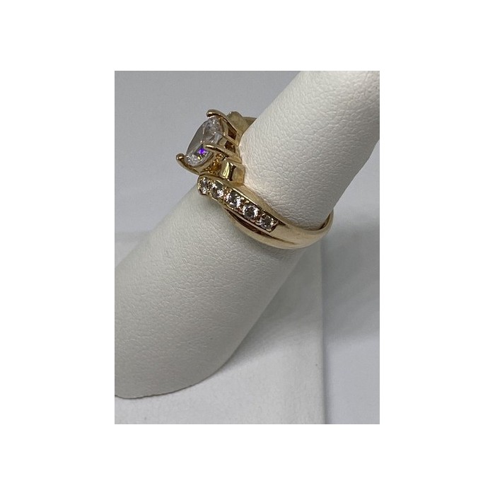 925 Sterling Silver Vermeil Heart CZ Ring Size 4.75