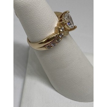 925 Sterling Silver Vermeil Heart CZ Ring Size 4.75