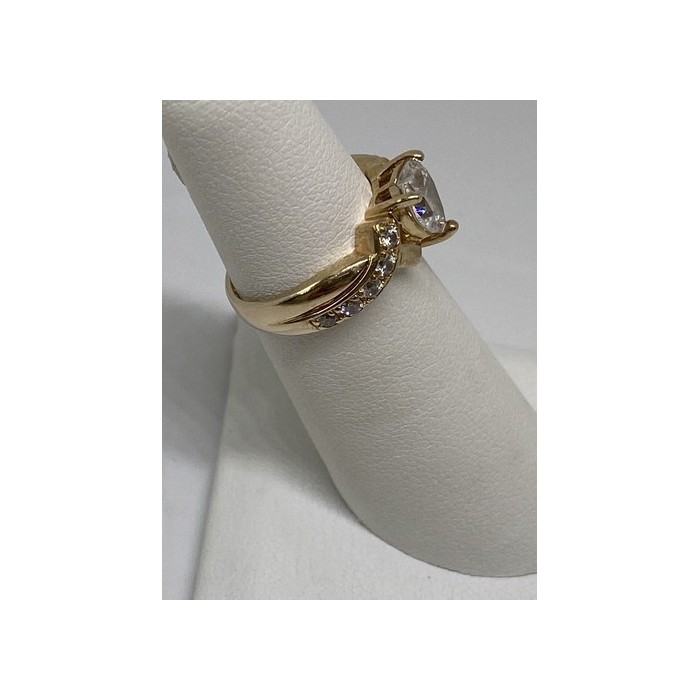 925 Sterling Silver Vermeil Heart CZ Ring Size 4.75