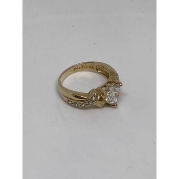 925 Sterling Silver Vermeil Heart CZ Ring Size 4.75
