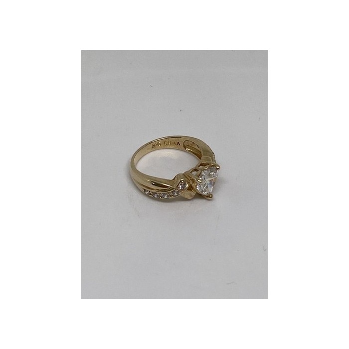 925 Sterling Silver Vermeil Heart CZ Ring Size 4.75