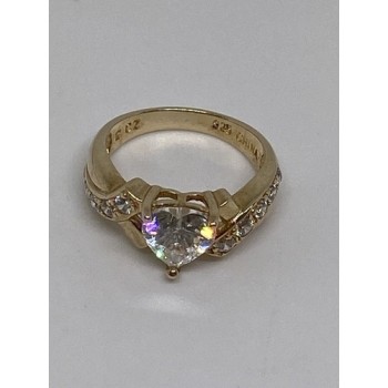 925 Sterling Silver Vermeil Heart CZ Ring Size 4.75