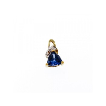 10K YELLOW GOLD LONDON BLUE TOPAZ & DIAMOND PENDANT