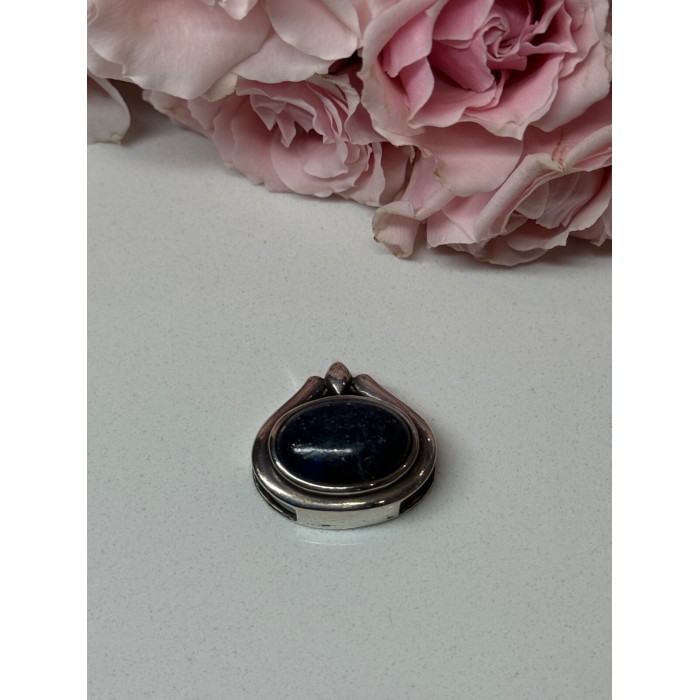 925 Sterling Silver Pendant Sodalite Length 0.9 In