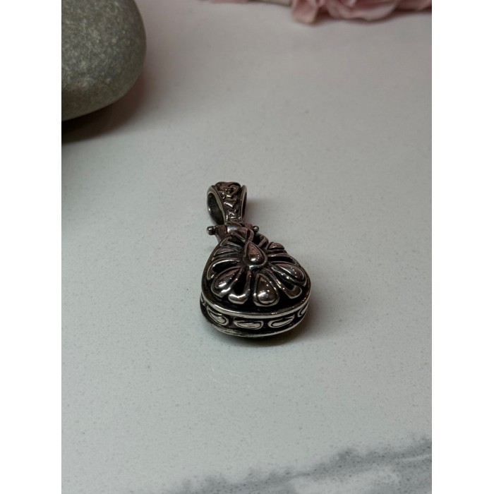 925 Sterling Silver Green Agate Pendant Length 1.4 Inch