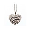 925 Sterling Silver White & Black CZ Heart Chain With Pendant