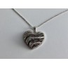 925 Sterling Silver White & Black CZ Heart Chain With Pendant