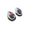 Vintage 925 Sterling Silver Agate Mosaic Stud Earrings