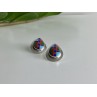 Vintage 925 Sterling Silver Agate Mosaic Stud Earrings