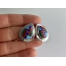 Vintage 925 Sterling Silver Agate Mosaic Stud Earrings