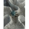 925 Sterling Silver Aquamarine Flower Ring Size 7