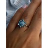 925 Sterling Silver Aquamarine Flower Ring Size 7