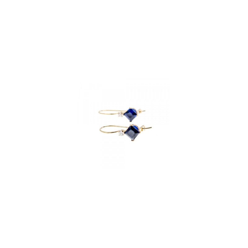 10K YELLOW GOLD SAPPHIRES & DIAMONDS EARRINGS