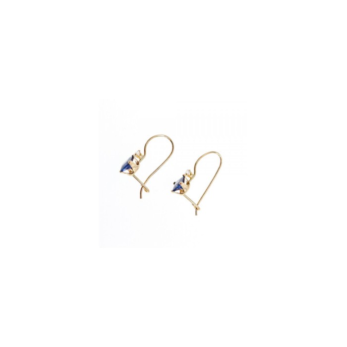 10K YELLOW GOLD SAPPHIRES & DIAMONDS EARRINGS