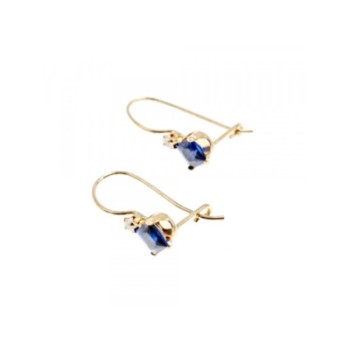 10K YELLOW GOLD SAPPHIRES & DIAMONDS EARRINGS