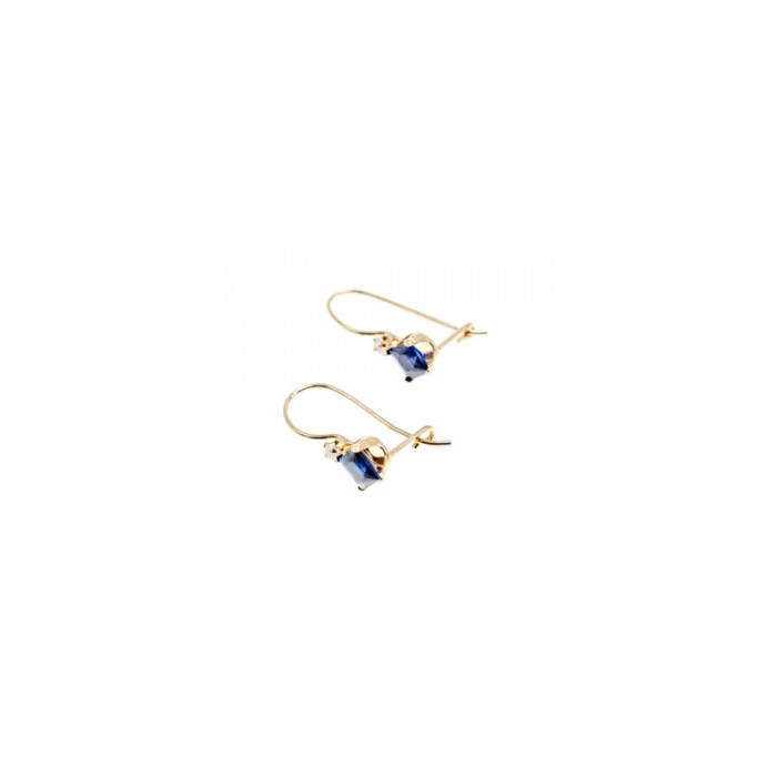10K YELLOW GOLD SAPPHIRES & DIAMONDS EARRINGS