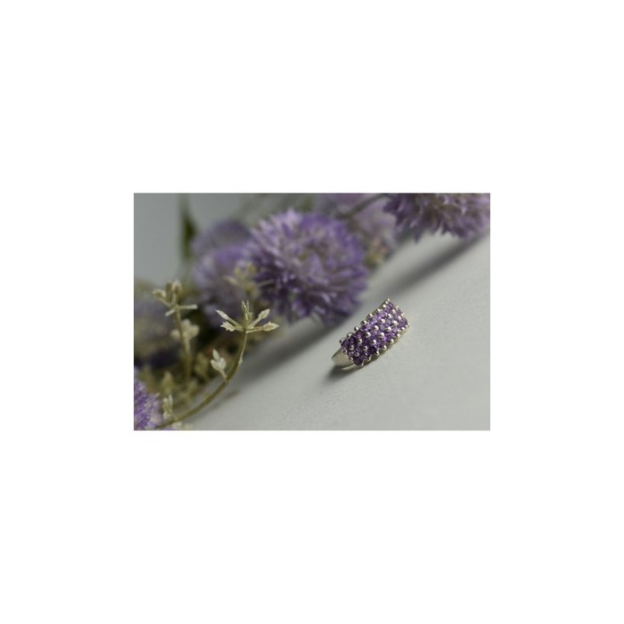 925 Sterling Silver Purple Tourmaline Ring Size 8.5